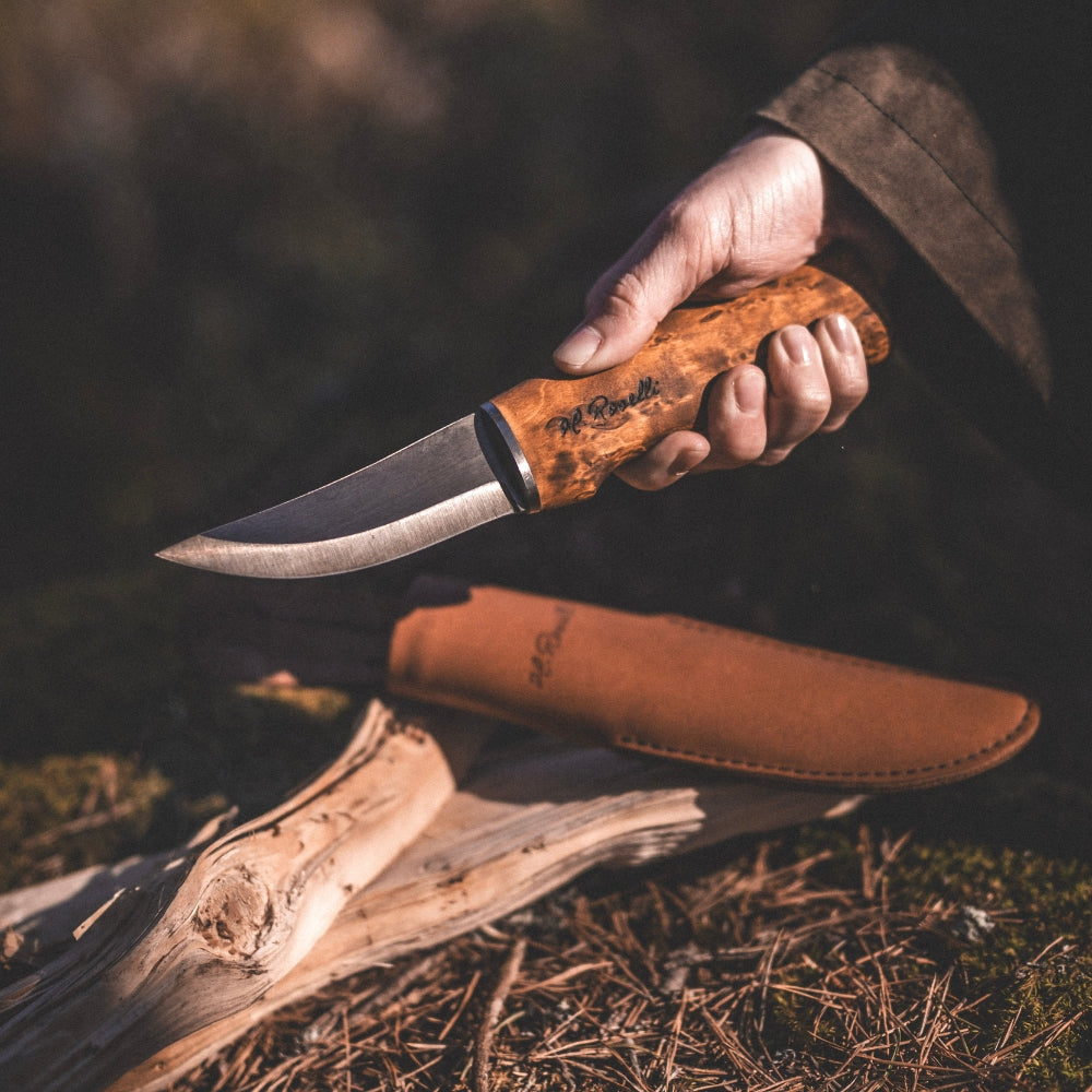 ハンティングナイフ | 超高炭素鋼ブレードと染色白樺 | ロセリ